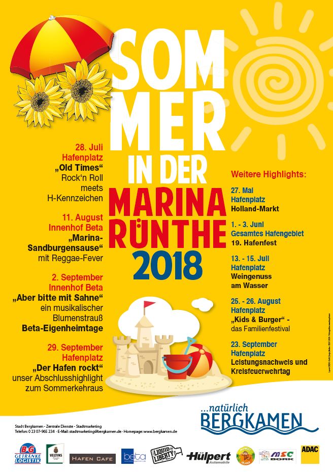 Veranstaltungen in der Marina Bergkamen-Rünthe 2018